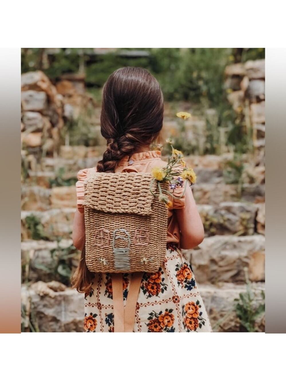 New Darling Little Cottage Shaped Woven Backpack